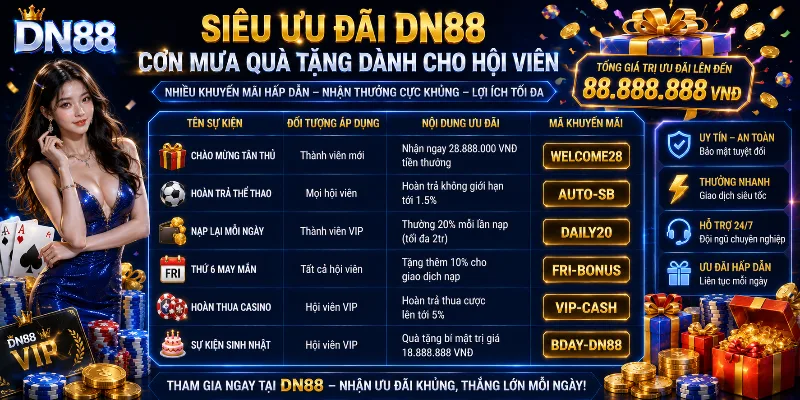 Chương trình khuyến mãi DN88 dành riêng cho hội viên 